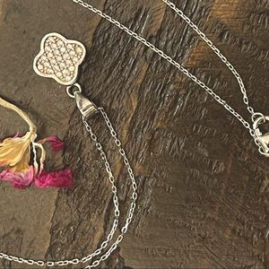 Sterling Silver Clover pendant with simulated diamonds/ cz’s